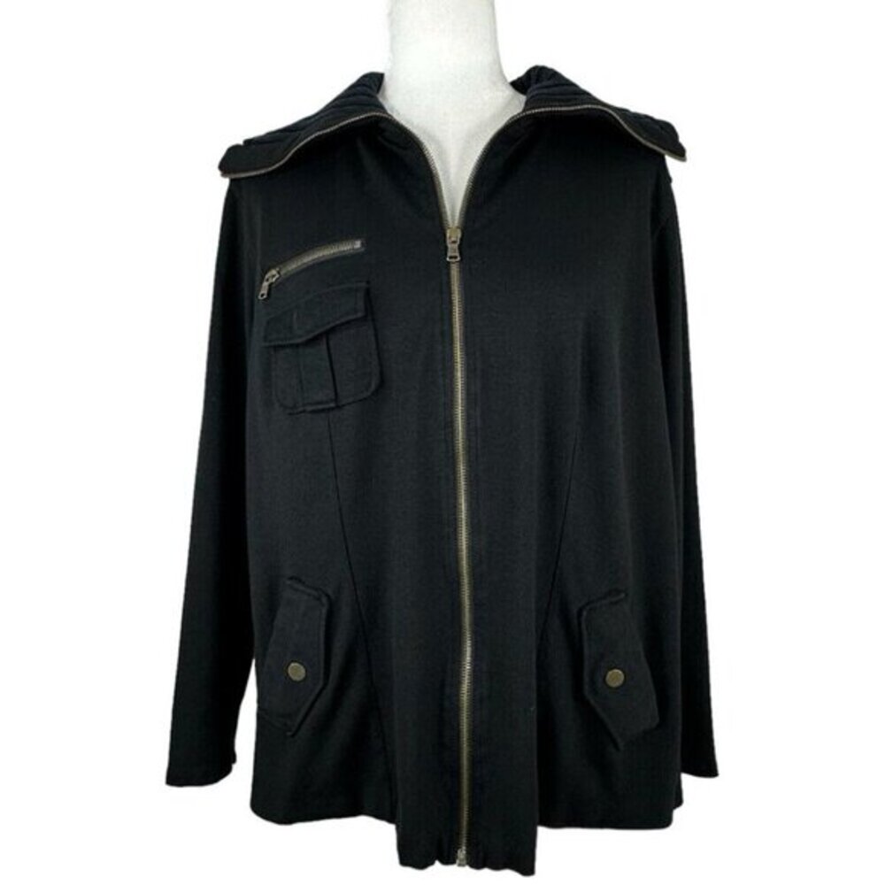 Tommy Hilfiger Women's Black Full Zip‎ Long Sleeve Minimalist Jacket 1X/C44